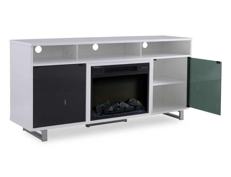 Meuble audio-vidéo moderne Ignatius 3 pièces avec foyer électrique et rangement pour téléviseurs jusqu’à 70 po - blanc