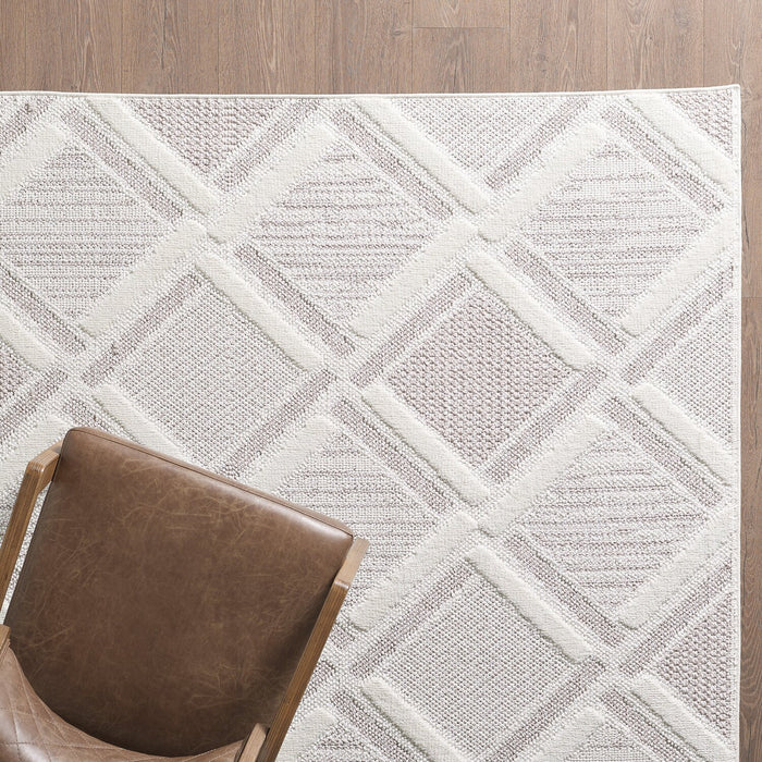 Carpette Knox beige à motif marocain - 5 pi 3 po x 7 pi 7 po