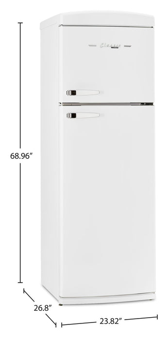 Réfrigérateur Classic Rétro d’Unique de 24 po et de 11 pi3 à congélateur supérieur - blanc guimauve - UNQ-310L W TM