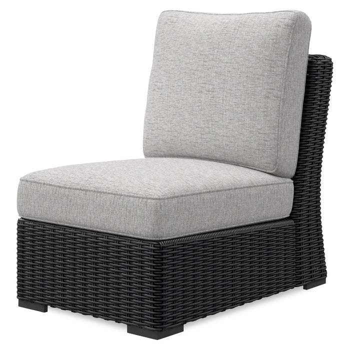 Fauteuil sans accoudoirs Jasper pour la terrasse à l’extérieur - osier en résine, tissu Nuvella