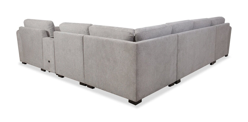 Sofa sectionnel Vault 6 pièces avec causeuse-lit et 3 fauteuils longs de rangement - gris