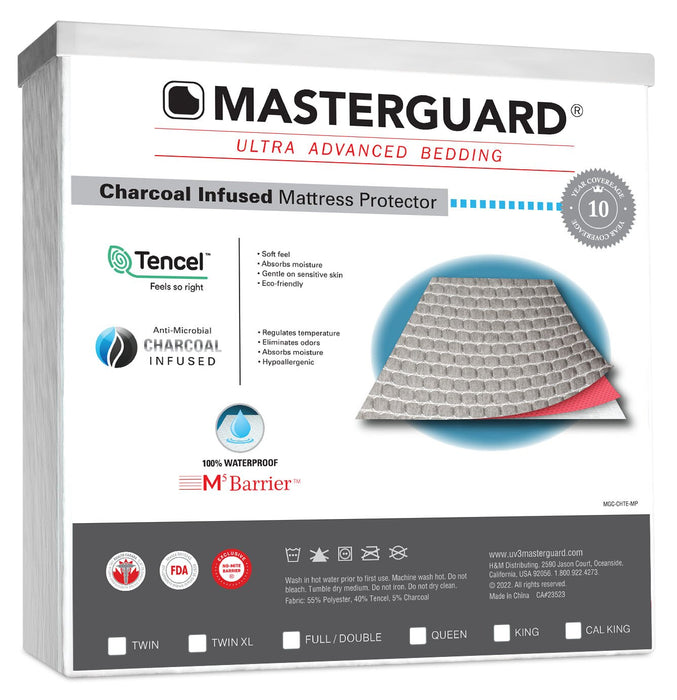  Protège-matelas en Charcoal MasterguardMD pour très grand lit avec 2 oreillers pour très grand lit