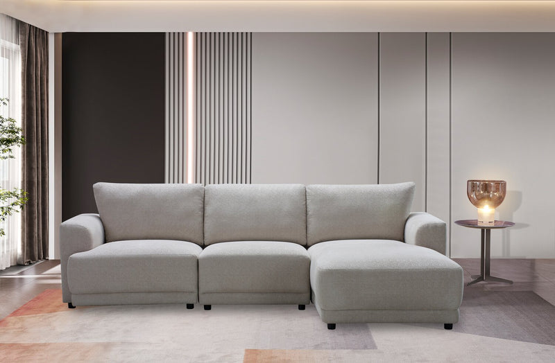 Sofa sectionnel modulaire de droite Voyage 3 pièces en tissu avec coussins de dossier amovibles - taupe