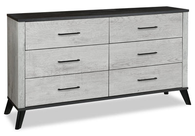 Blake Bedroom 6-Drawer Dresser, 60"W x 32"H - Grey & Black | Commode de chambre à coucher Blake de 60 po (L) x 32 po (H) à 6 tiroirs - grise et noire