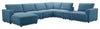 Sofa sectionnel modulaire de gauche Voyage 7 pièces en tissu avec console et coussins de dossier amovibles - bleu