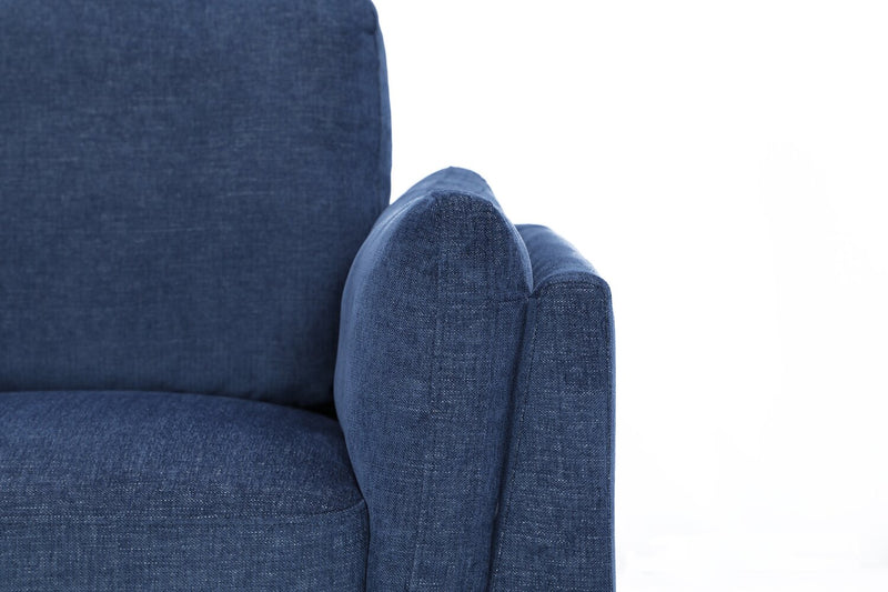 Sofa sectionnel de gauche Zara 2 pièces en tissu avec fauteuil long et pattes en bois - bleu marine