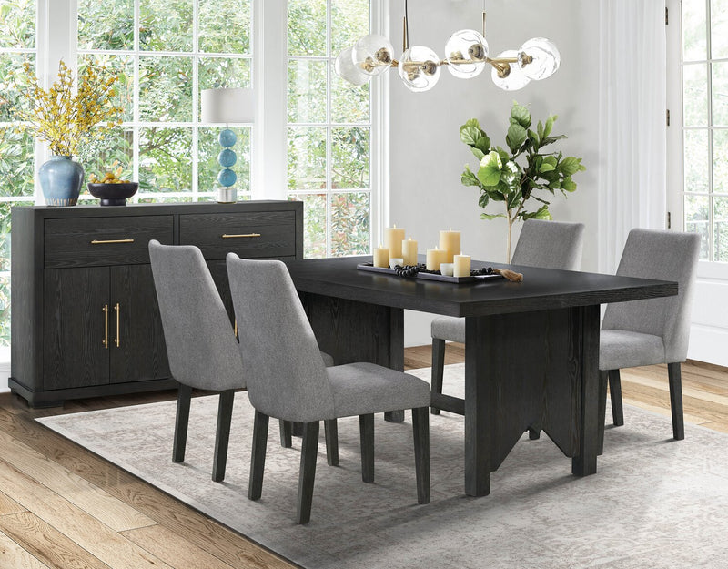 Chaise de salle à manger Emery en tissu de polyester - anthracite