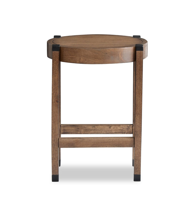 Table de bout ronde Gordon de 18 po en bois massif - brune