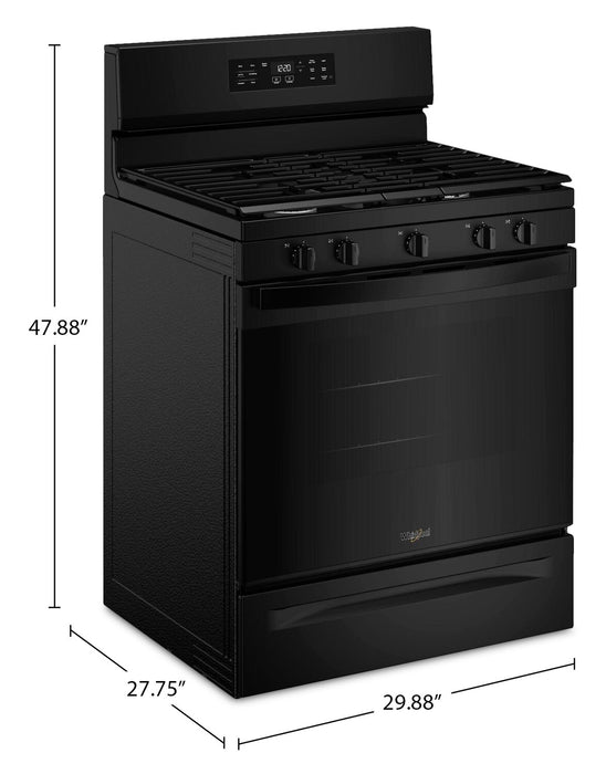Cuisinière à gaz Whirlpool de 5,0 pi³ et de 30 po avec cuisson à air - noire - WFGS4530SB