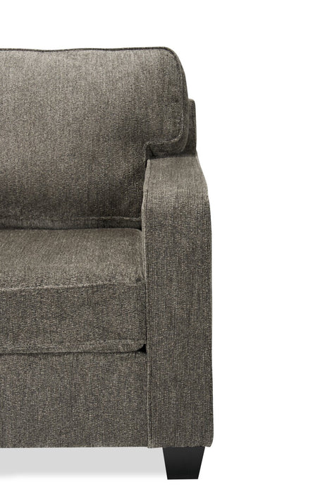 Fauteuil Lennox de 35 po fabriqué au Canada en tissu de chenille avec coussins réversibles et accoudoirs rectilignes - gris