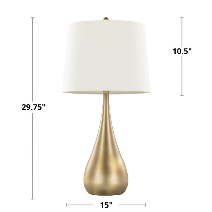 Lampe de table Cassie de 29 po en métal avec abat-jour en lin blanc - dorée