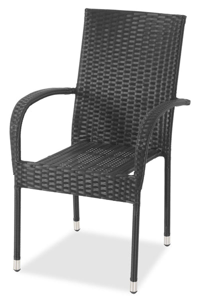 Arizona Outdoor Patio Chair - Hand-Woven Resin Wicker, UV & Weather Resistant - Black | Chaise Arizona pour la terrasse à l’extérieur - osier en résine tressé à la main, résistante aux rayons UV et aux intempéries - noire