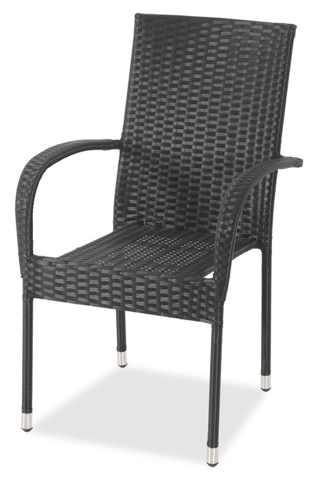 Chaise Arizona pour la terrasse à l’extérieur - osier en résine tressé à la main, résistante aux rayons UV et aux intempéries - noire