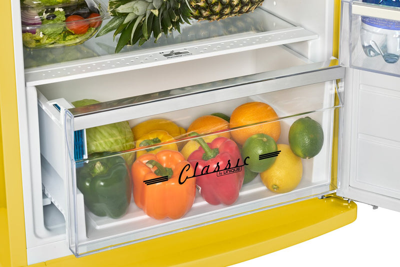 Réfrigérateur Classic Rétro d’Unique de 24 po et de 11 pi3 à congélateur supérieur - jaune canari - UNQ-310L Y TM