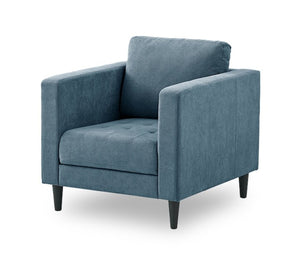 Fauteuil Metro de 32 po en tissu avec coussin de siège capitonné et coussin de dossier réversible - bleu denim