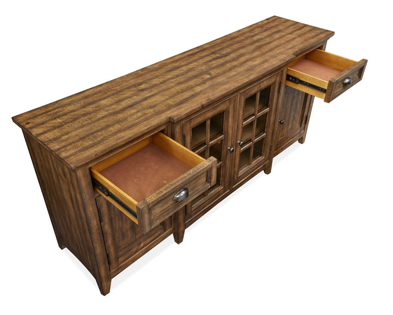 Meuble pour téléviseur traditionnel Wesley de 70 po avec rangement et système de gestion des câbles pour téléviseurs jusqu’à 75 po - muscade grillée