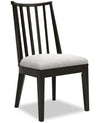 ["Chaise de salle à manger Shaw en tissu de polyester avec dossier à lattes - noire"]