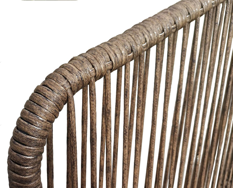 Ensemble de conversation Porto 4 pièces pour la terrasse à l’extérieur avec causeuse, 2 fauteuils et table à café - osier de type corde et métal, résistant aux rayons UV et aux intempéries - naturel et beige