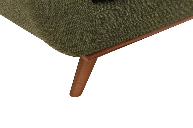 Sofa Freeman Kort & Co. de 88 po en tissu d’apparence lin avec pattes en bois et coussins de dossier capitonnés - vert avocat