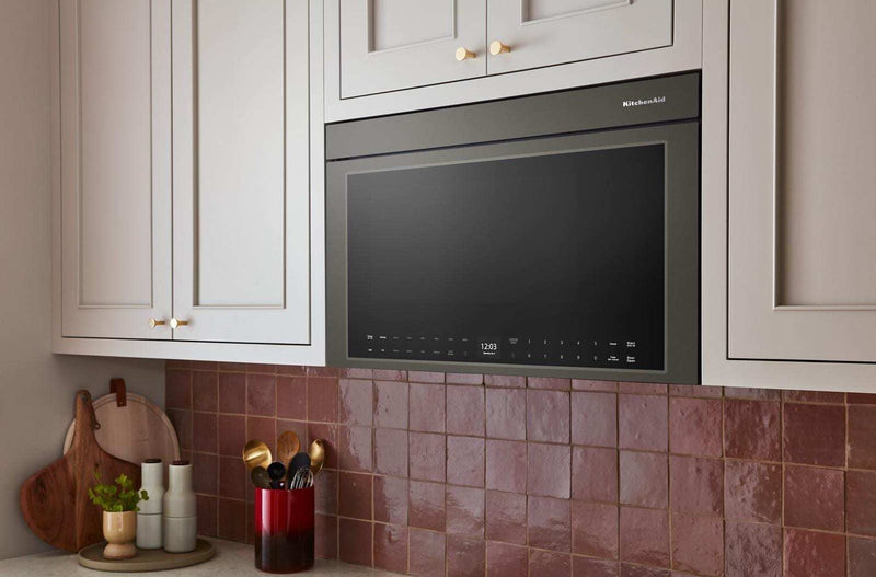 Four à micro-ondes à hotte intégrée intelligent multifonctionnel KitchenAid à installation affleurée - Minerai noir  - YKMMF730PBE