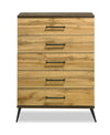 Commode verticale de chambre à coucher Silas de 33 po (L) x 47,5 po (H) à 5 tiroirs - brun rustique
