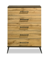  Commode verticale de chambre à coucher Silas de 33 po (L) x 47,5 po (H) à 5 tiroirs - brun rustique