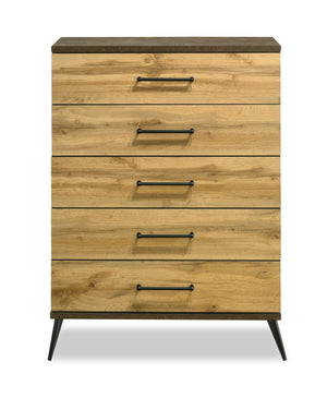 Commode verticale de chambre à coucher Silas de 33 po (L) x 47,5 po (H) à 5 tiroirs - brun rustique
