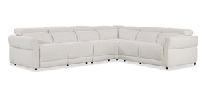 Sofa sectionnel à inclinaison électrique Aspen de Cindy Crawford Home 4 pièces avec fauteuil sans accoudoirs inclinable et port USB -  albâtre
