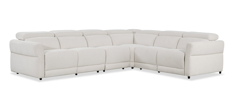 Sofa sectionnel à inclinaison électrique Aspen de Cindy Crawford Home 4 pièces avec fauteuil sans accoudoirs inclinable et port USB -  albâtre