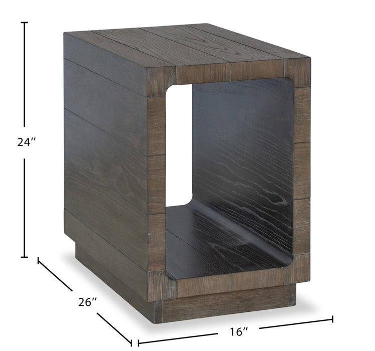 Table de fauteuil moderne Avalon de 16 po en bois massif avec tablette - brune
