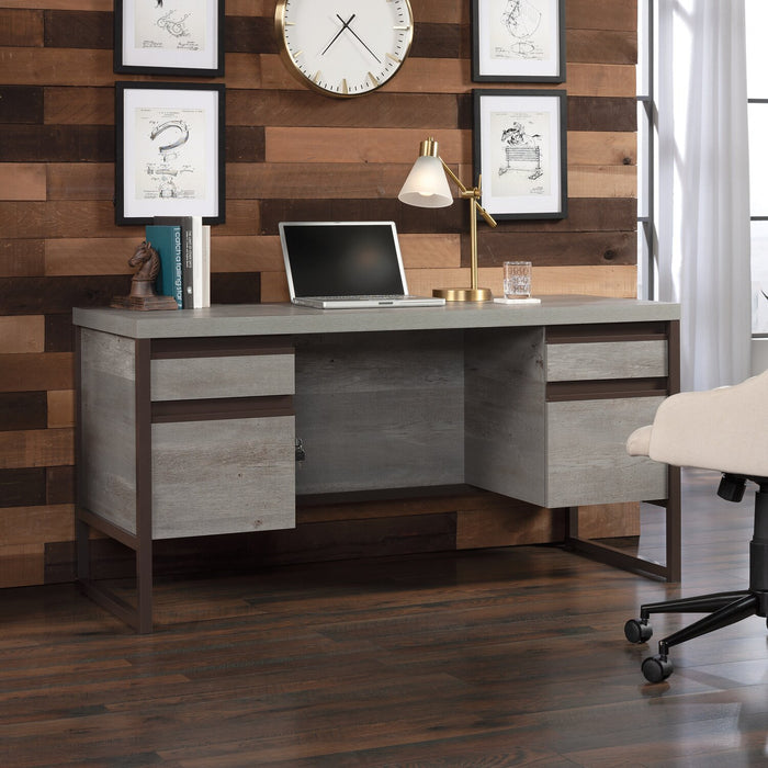 Bureau d’ordinateur Percy de 60 po de qualité commerciale à 4 tiroirs - gris