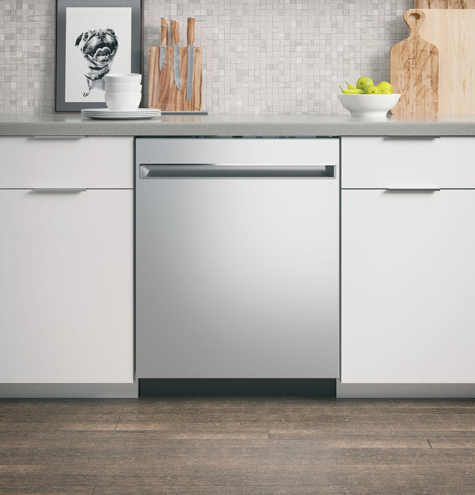 Lave-vaisselle GE de 24 po et de 51 dBA avec commandes sur le dessus et broyeur d’aliments solides PiranhaMC - acier inoxydable - GDT225SSLSS