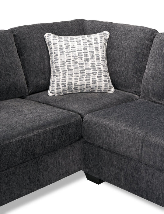 Sofa sectionnel de gauche Morgan 2 pièces fabriqué au Canada en tissu de chenille avec sofa et coussins décoratifs - gris