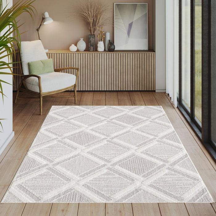 Carpette Knox beige à motif marocain - 5 pi 3 po x 7 pi 7 po