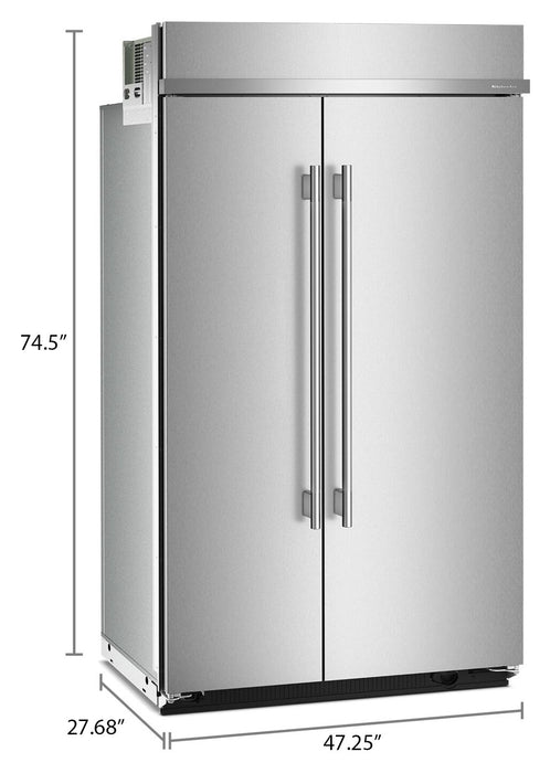 Réfrigérateur encastré KitchenAid de 29,4 pi3 et de 48 po à compartiments juxtaposés - acier inoxydable - KBSN748SPS