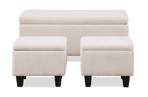 Ensemble de 3 poufs de rangement Marlow de 19.5 po - beige