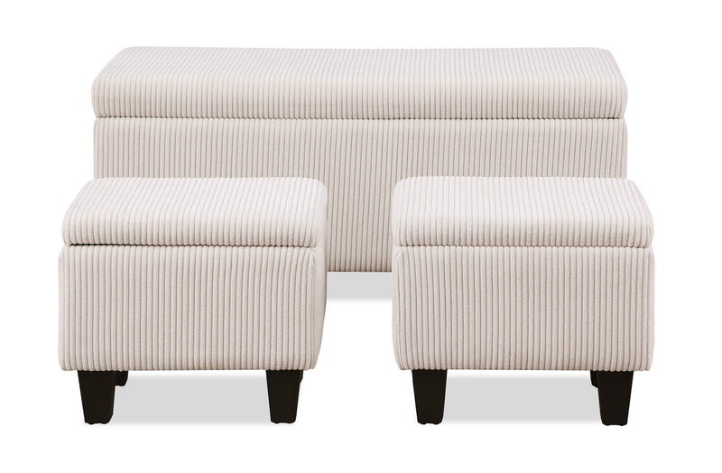 Ensemble de 3 poufs de rangement Marlow de 19.5 po - beige