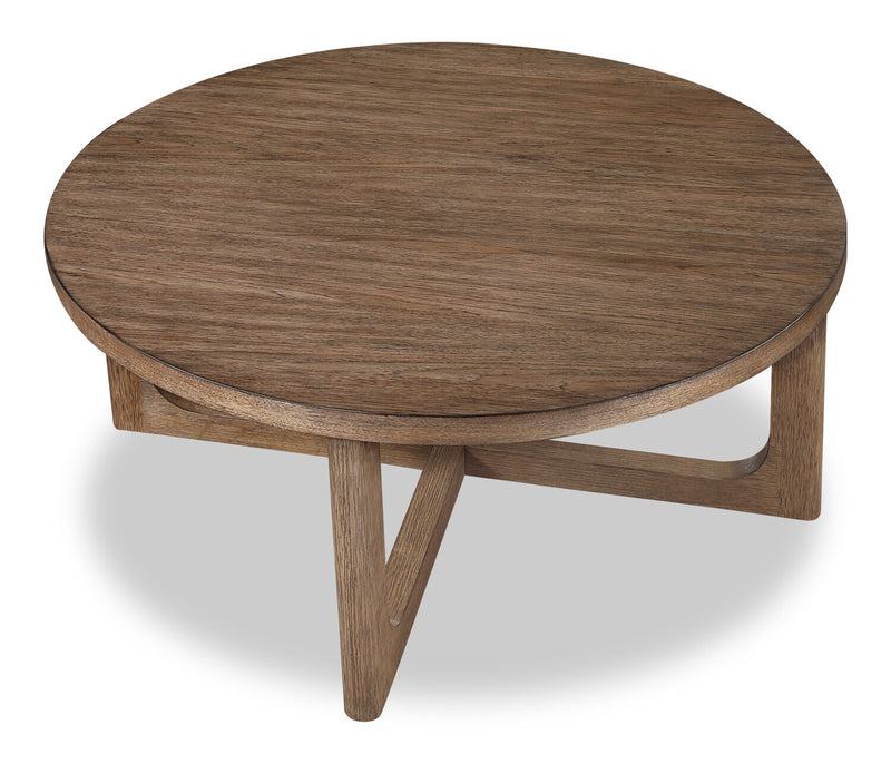 Table à café ronde Maxwell de 42 po - noyer brun clair