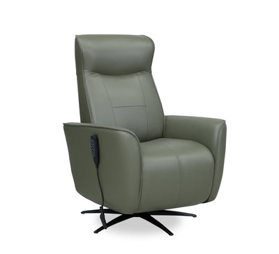 Serene 31" Genuine Leather Power Reclining Massage Chair with Power Headrest and Heated Seat - Green | Fauteuil de massage à inclinaison électrique Serene de 31 po en cuir véritable avec appuie-tête électrique et siège chauffant - vert