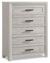  Commode verticale de chambre à coucher Lark de 35 po (L) x 47 po (H) à 5 tiroirs - blanc rustique