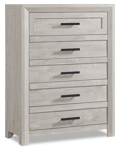 Lark Bedroom Chest of Drawers, 5-Drawer, 35"W x 47"H - Rustic White | Commode verticale de chambre à coucher Lark de 35 po (L) x 47 po (H) à 5 tiroirs - blanc rustique