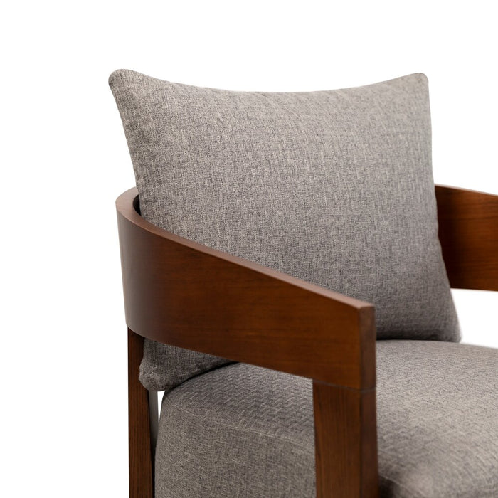 Fauteuil d’appoint Amor 28,54 po en tissu avec accoudoirs et pattes en bois - gris