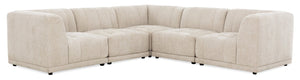 Sofa sectionnel modulaire Oaklyn 5 pièces en tissu avec coussins de siège capitonnés - beige