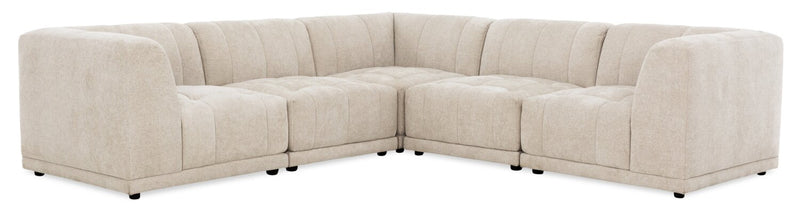 Sofa sectionnel modulaire Oaklyn 5 pièces en tissu avec coussins de siège capitonnés - beige