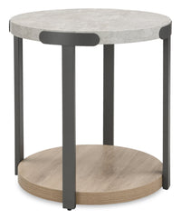  Table de bout ronde Felicity de 22 po avec tablette - grise