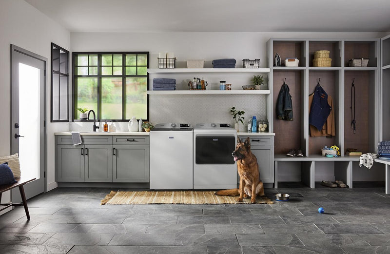 Laveuse intelligente à chargement par le haut Animal Pet Pro de 6,0 pi3 et sécheuse à gaz de 7,4 pi3 de Maytag - blanches 