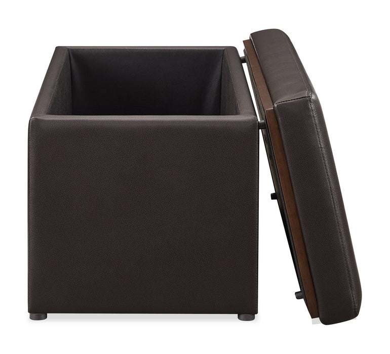 Pouf de rangement Edmonton de 32 po en similicuir - espresso