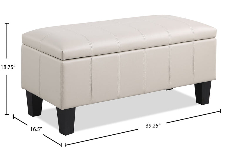 Pouf de rangement James de 39,25 po en similicuir - beige