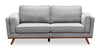 Sofa Kassia de Kort & Co. de 80 po de format condo en tissu d’apparence lin avec base et pattes en bois - gris