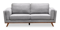  Sofa Kassia de Kort & Co. de 80 po de format condo en tissu d’apparence lin avec base et pattes en bois - gris